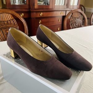 Bandolino gold block heels